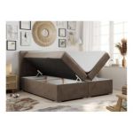 Łóżko kontynentalne ALLY 140x200 - H4 - brązowy, welwet