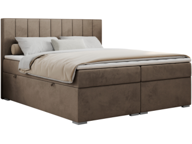 Łóżko kontynentalne ALLY 180x200 - H4 - brązowy, welwet