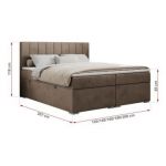 Łóżko kontynentalne ALLY 200x200 - H4 - brązowy, welwet