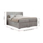 Łóżko kontynentalne ALLY 120x200 - H3 - jasnoszary, welwet