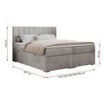 Łóżko kontynentalne ALLY 140x200 - H3 - jasnoszary, welwet