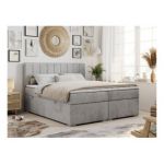 Łóżko kontynentalne ALLY 160x200 - H3 - jasnoszary, welwet