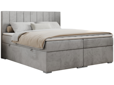 Łóżko kontynentalne ALLY 160x200 - H3 - jasnoszary, welwet