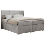 Łóżko kontynentalne ALLY 200x200 - H3 - jasnoszary, welwet