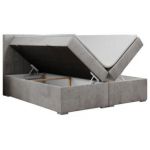 Łóżko kontynentalne ALLY 200x200 - H3 - jasnoszary, welwet