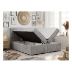 Łóżko kontynentalne ALLY 120x200 - H4 - jasnoszary, welwet