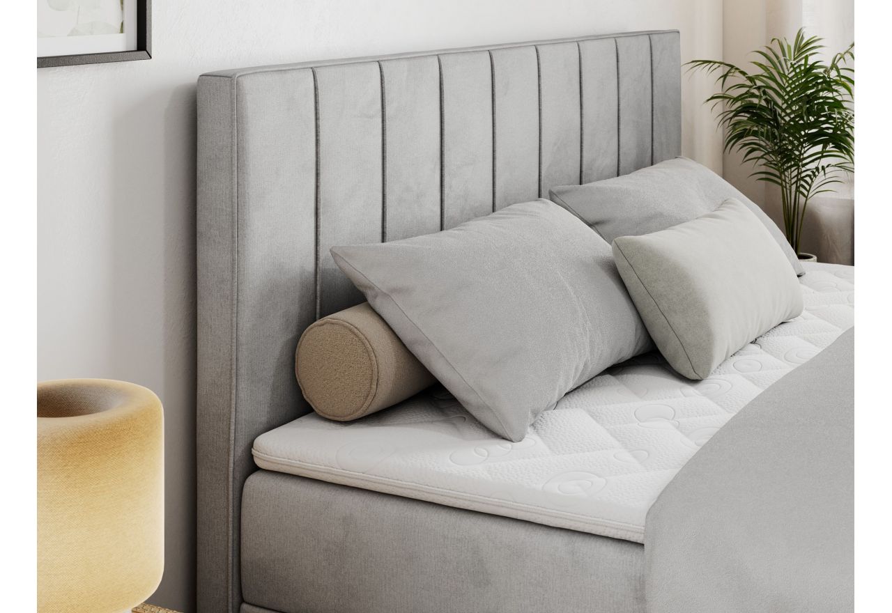 Łóżko kontynentalne ALLY 140x200 - H4 - jasnoszary, welwet