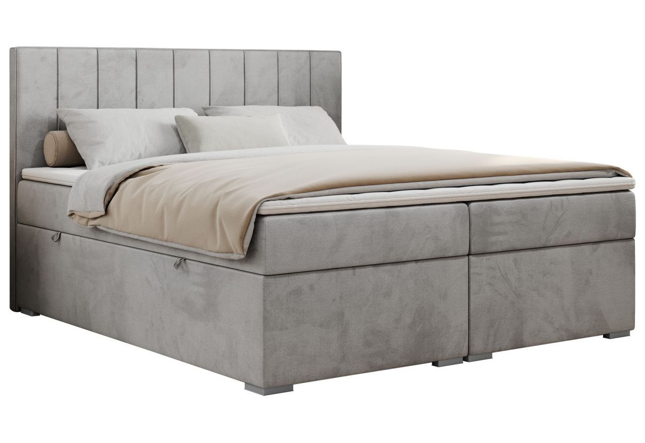 Łóżko kontynentalne ALLY 140x200 - H4 - jasnoszary, welwet