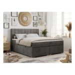 Łóżko kontynentalne ALLY 120x200 - H3 - ciemnoszary, welwet