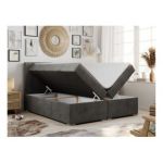 Łóżko kontynentalne ALLY 180x200 - H3 - ciemnoszary, welwet