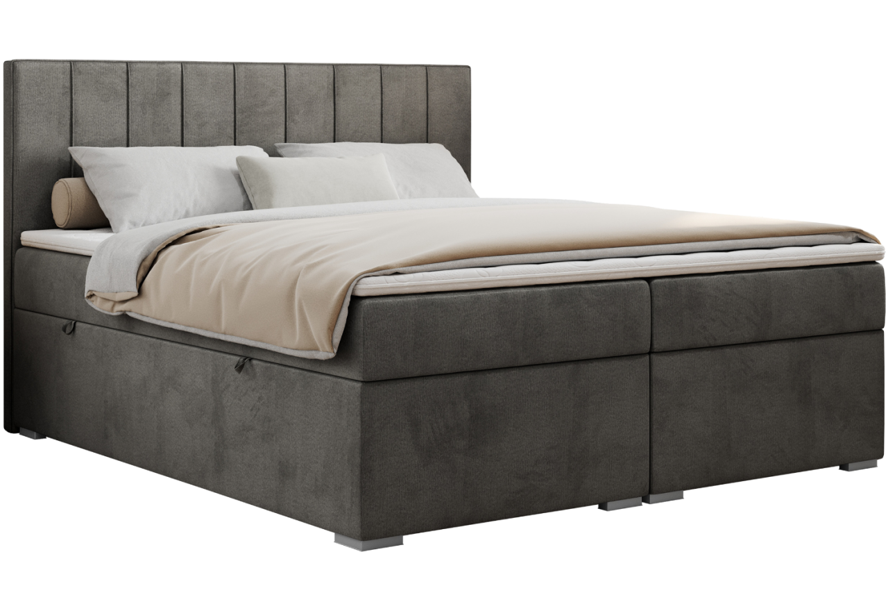 Łóżko kontynentalne ALLY 200x200 - H3 - ciemnoszary, welwet