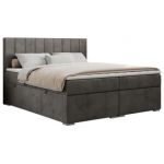 Łóżko kontynentalne ALLY 120x200 - H4 - ciemnoszary, welwet