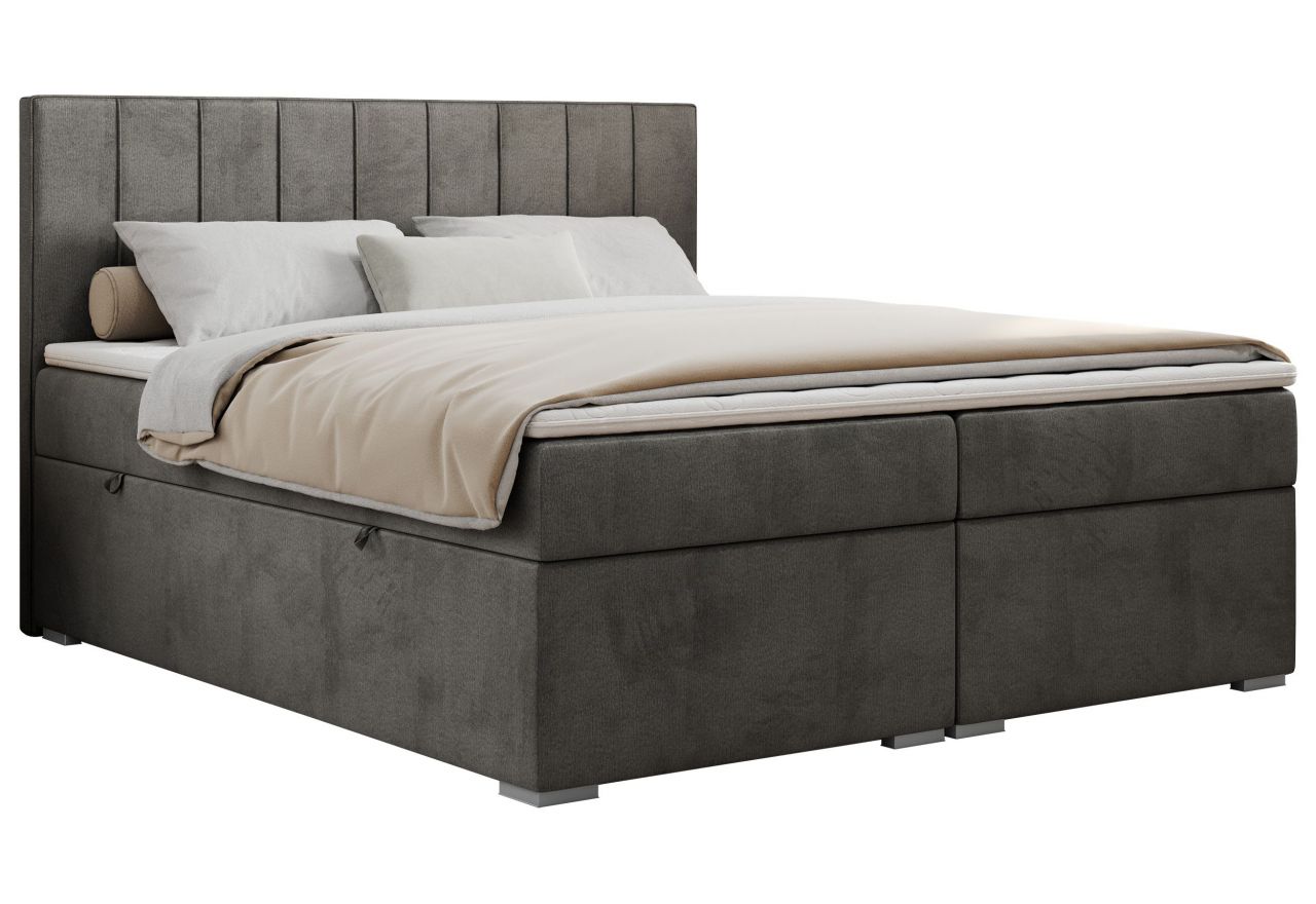 Łóżko kontynentalne ALLY 140x200 - H4 - ciemnoszary, welwet