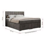 Łóżko kontynentalne ALLY 160x200 - H4 - ciemnoszary, welwet