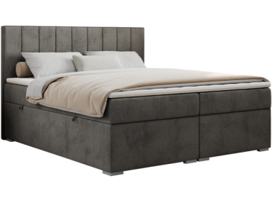 Łóżko kontynentalne ALLY 200x200 - H4 - ciemnoszary, welwet