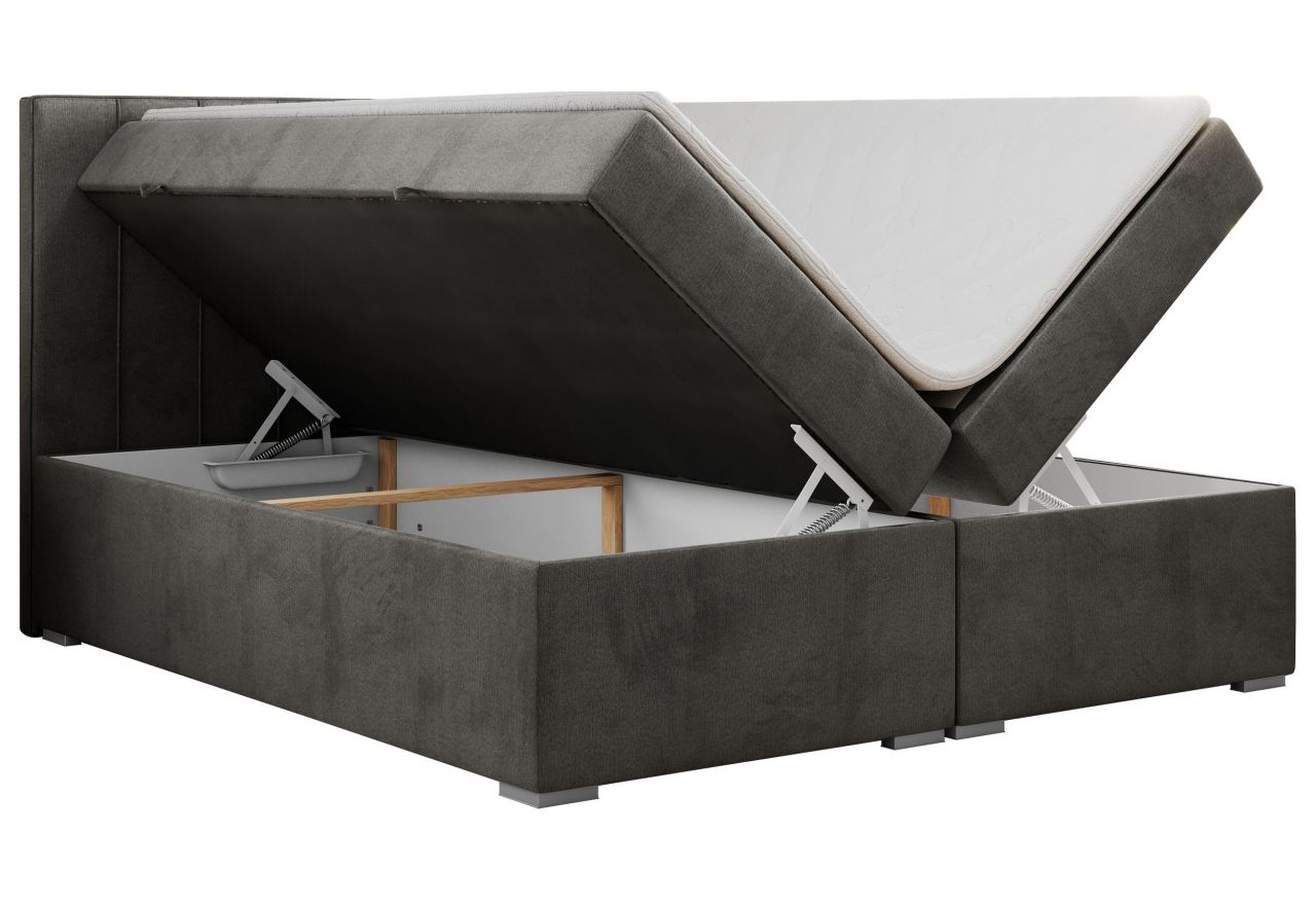 Łóżko kontynentalne ALLY 200x200 - H4 - ciemnoszary, welwet