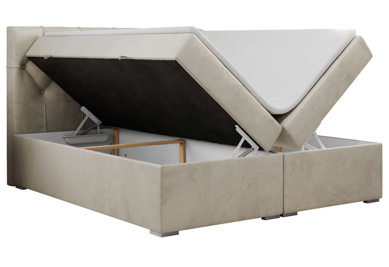 Łóżko kontynentalne ALDA 120x200 - H3 - beżowy, welwet