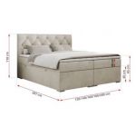 Łóżko kontynentalne ALDA 120x200 - H4 - beżowy, welwet