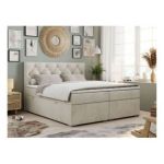 Łóżko kontynentalne ALDA 140x200 - H4 - beżowy, welwet