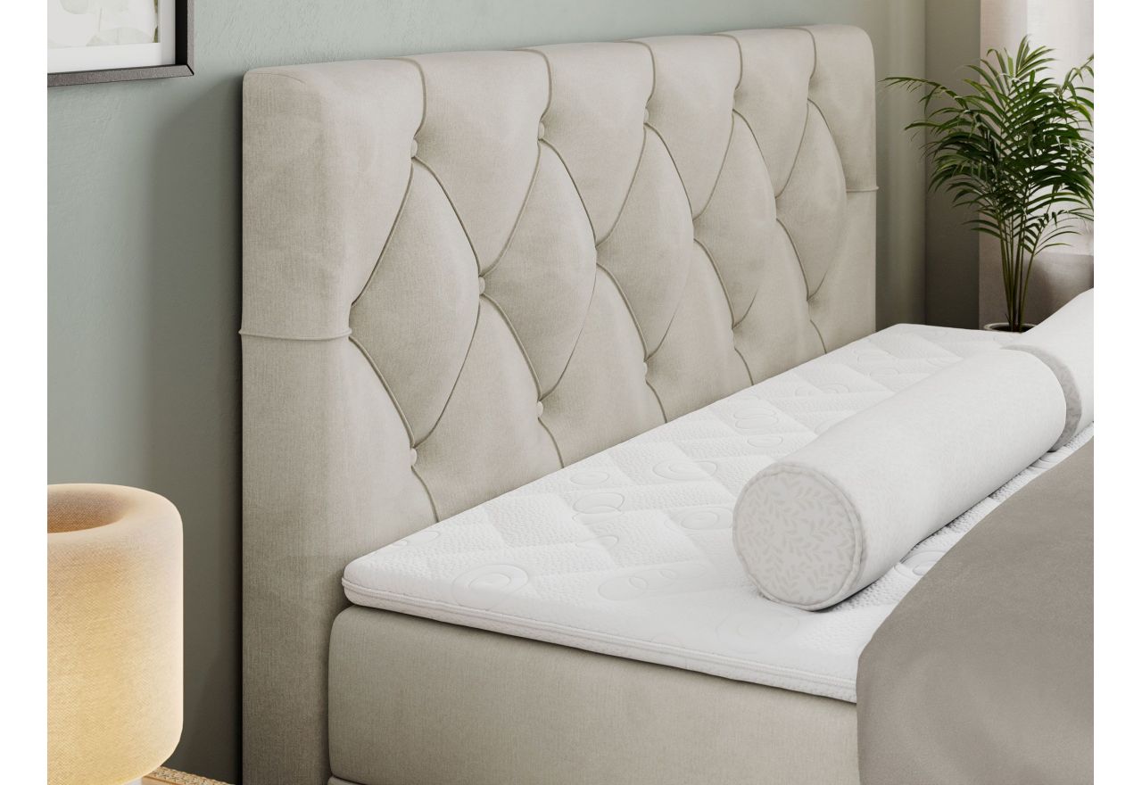 Łóżko kontynentalne ALDA 140x200 - H4 - beżowy, welwet