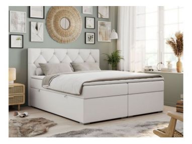 Łóżko kontynentalne ALDA 120x200 - H3 - biały, ekoskóra