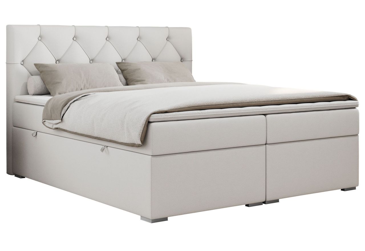 Łóżko kontynentalne ALDA 120x200 - H3 - biały, ekoskóra