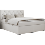 Łóżko kontynentalne ALDA 140x200 - H3 - biały, ekoskóra