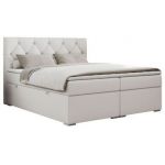 Łóżko kontynentalne ALDA 160x200 - H3 - biały, ekoskóra