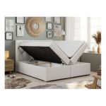 Łóżko kontynentalne ALDA 180x200 - H3 - biały, ekoskóra