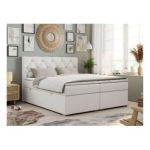 Łóżko kontynentalne ALDA 120x200 - H4 - biały, ekoskóra