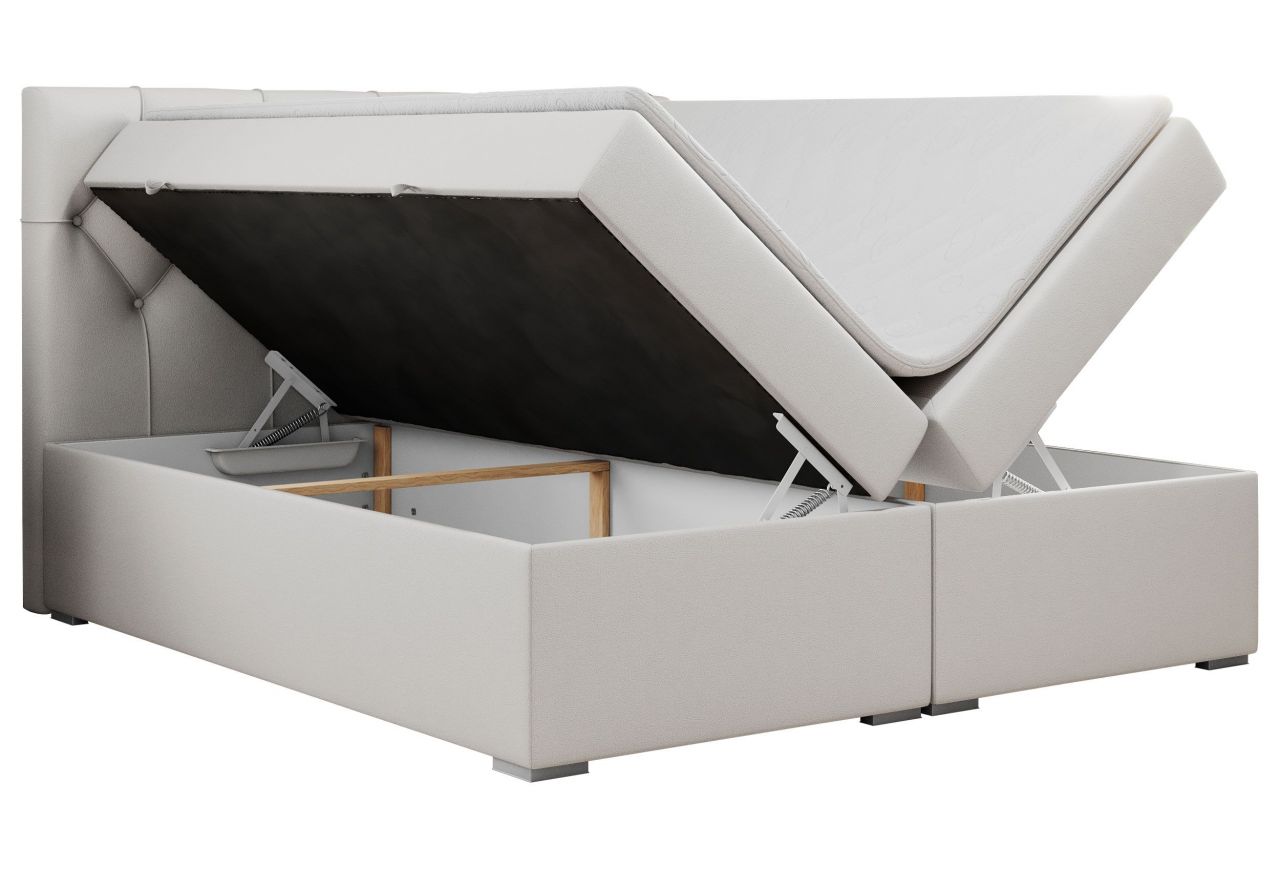 Łóżko kontynentalne ALDA 120x200 - H4 - biały, ekoskóra