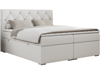 Łóżko kontynentalne ALDA 140x200 - H4 - biały, ekoskóra