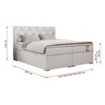 Łóżko kontynentalne ALDA 180x200 - H4 - biały, ekoskóra