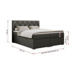 Łóżko kontynentalne ALDA 120x200 - H3 - ciemnoszary, ekoskóra