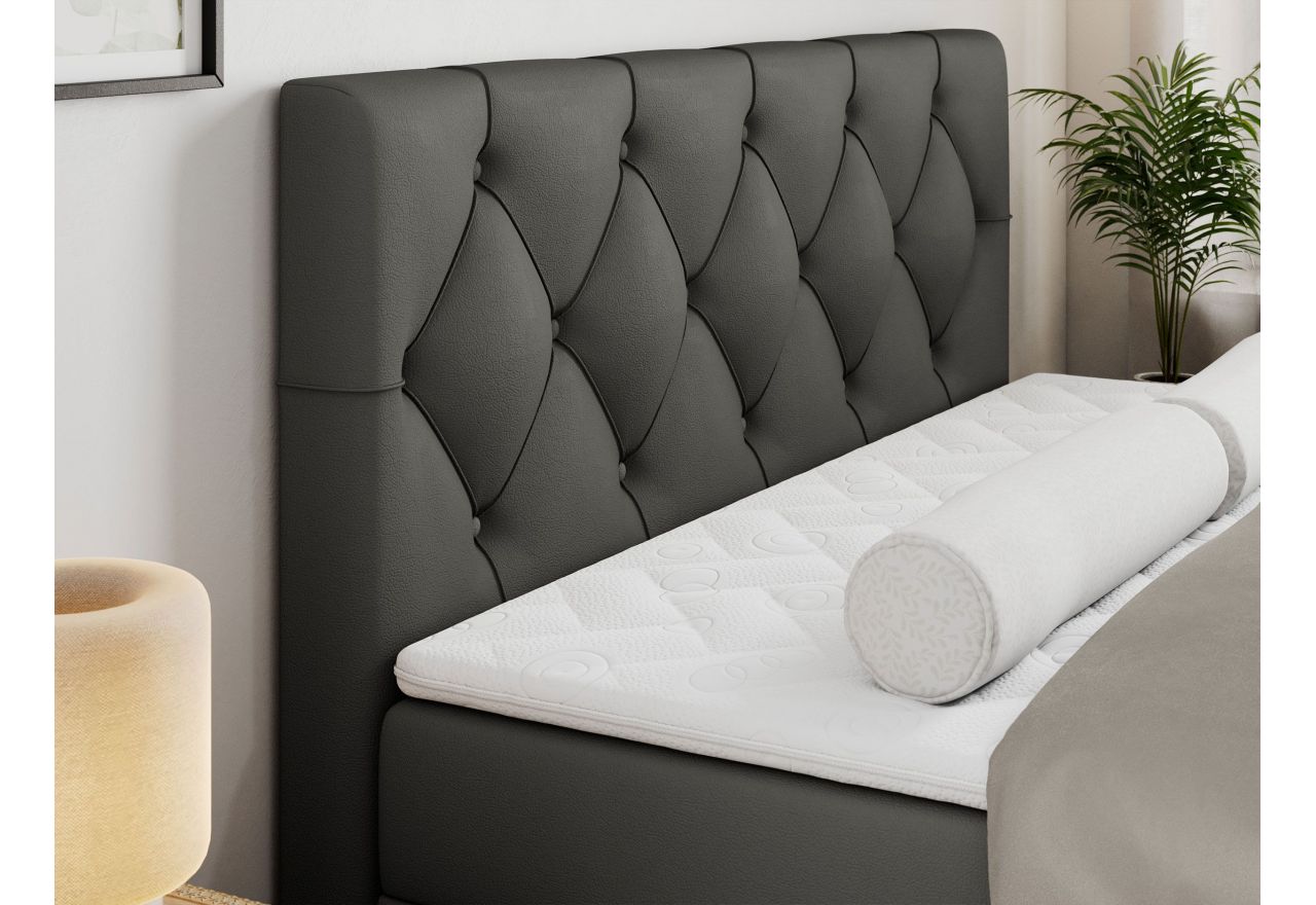 Łóżko kontynentalne ALDA 180x200 - H3 - ciemnoszary, ekoskóra