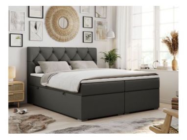 Łóżko kontynentalne ALDA 200x200 - H3 - ciemnoszary, ekoskóra