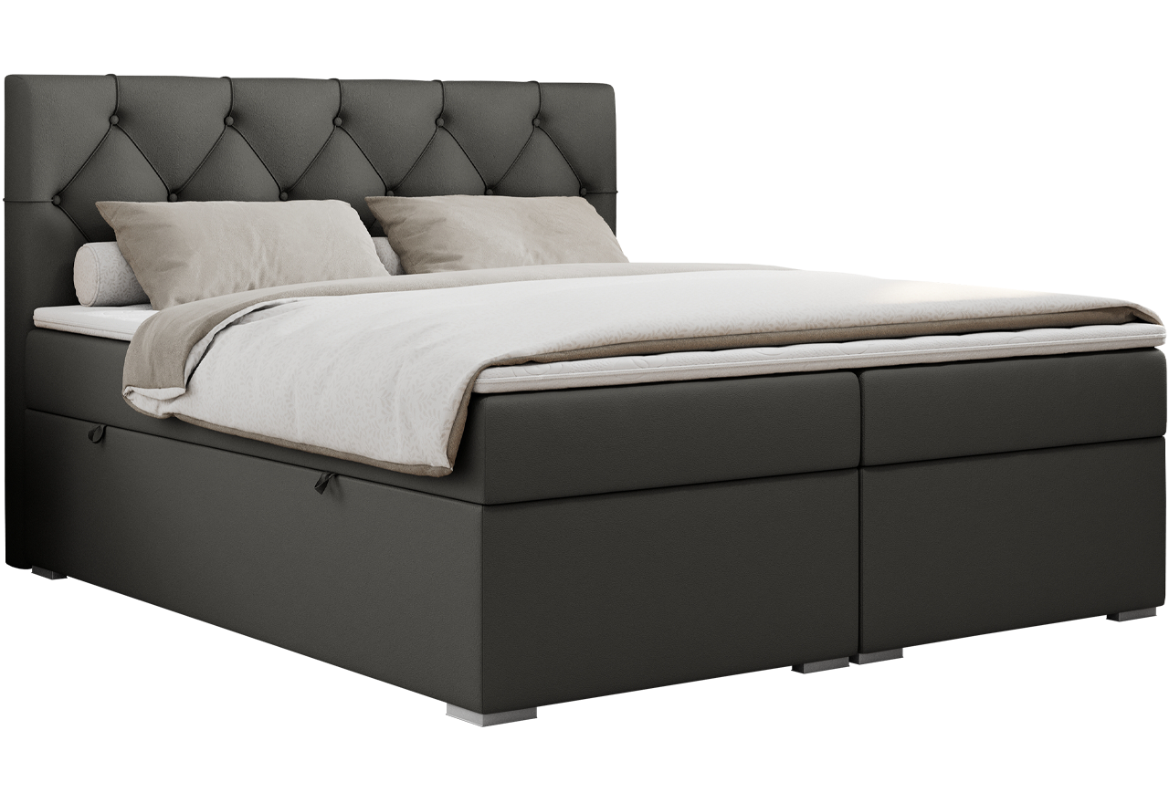 Łóżko kontynentalne ALDA 200x200 - H3 - ciemnoszary, ekoskóra