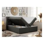 Łóżko kontynentalne ALDA 140x200 - H4 - ciemnoszary, ekoskóra