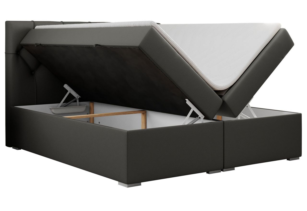 Łóżko kontynentalne ALDA 160x200 - H4 - ciemnoszary, ekoskóra