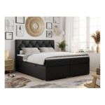 Łóżko kontynentalne ALDA 140x200 - H3 - czarny, ekoskóra