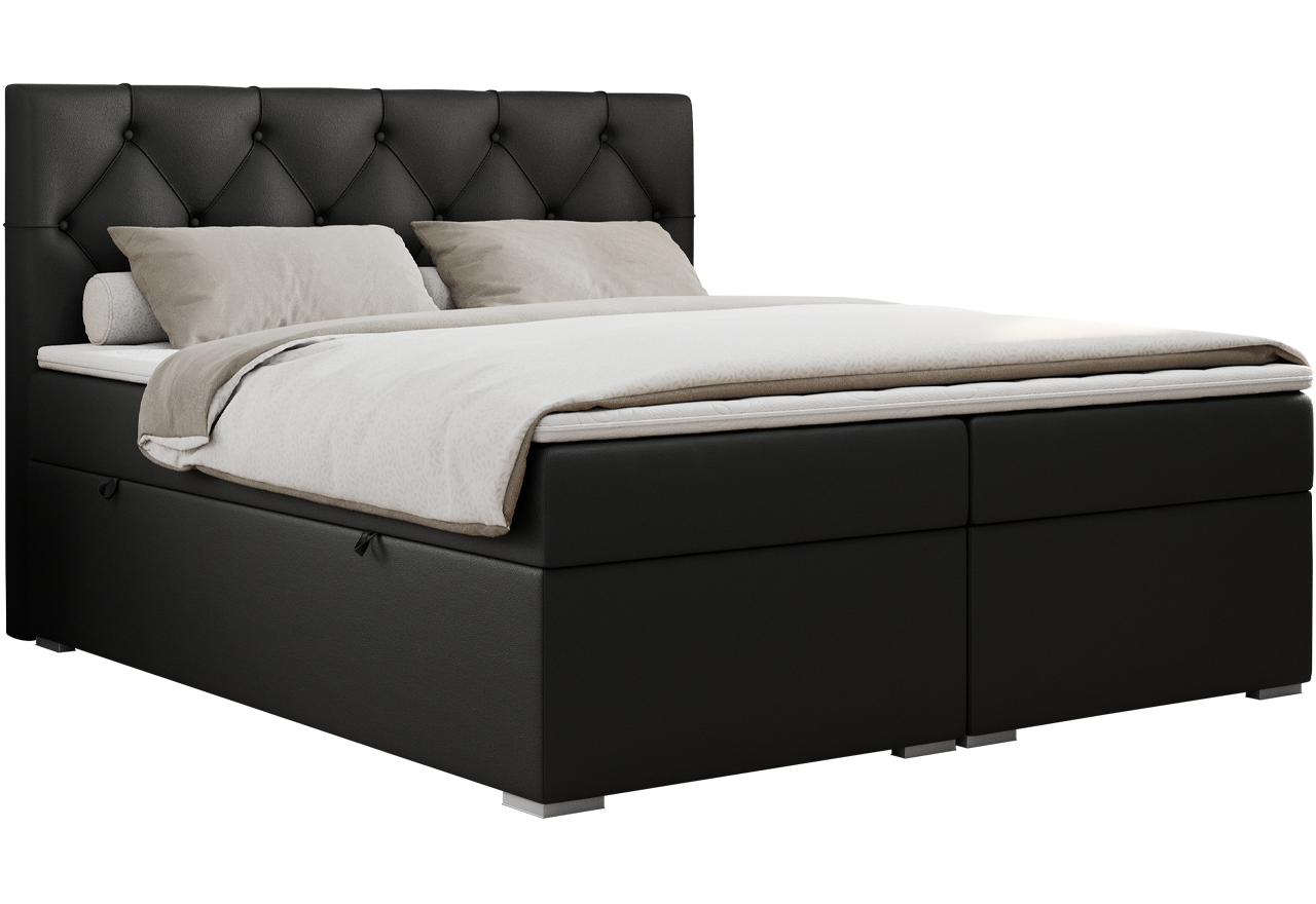 Łóżko kontynentalne ALDA 140x200 - H3 - czarny, ekoskóra