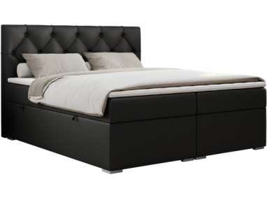 Łóżko kontynentalne ALDA 180x200 - H3 - czarny, ekoskóra