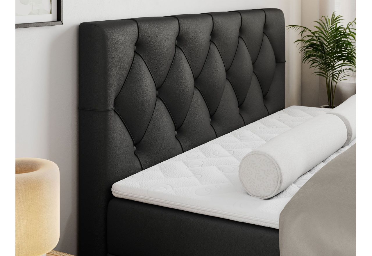 Łóżko kontynentalne ALDA 180x200 - H3 - czarny, ekoskóra