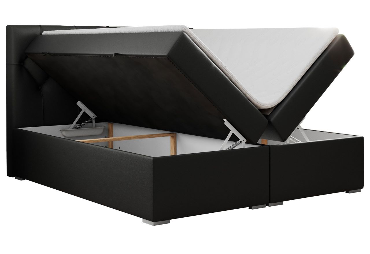 Łóżko kontynentalne ALDA 200x200 - H3 - czarny, ekoskóra