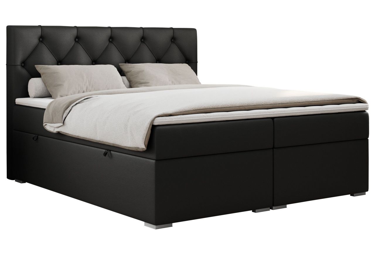 Łóżko kontynentalne ALDA 120x200 - H4 - czarny, ekoskóra