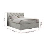 Łóżko kontynentalne ALDA 120x200 - H3 - jasnoszary, struktura