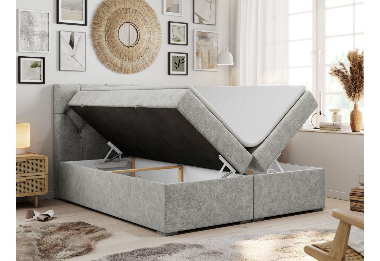 Łóżko kontynentalne ALDA 120x200 - H3 - jasnoszary, struktura