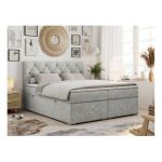 Łóżko kontynentalne ALDA 160x200 - H3 - jasnoszary, struktura