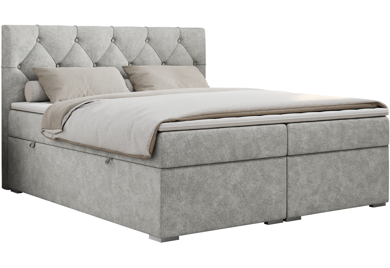 Łóżko kontynentalne ALDA 180x200 - H3 - jasnoszary, struktura