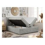 Łóżko kontynentalne ALDA 200x200 - H3 - jasnoszary, struktura